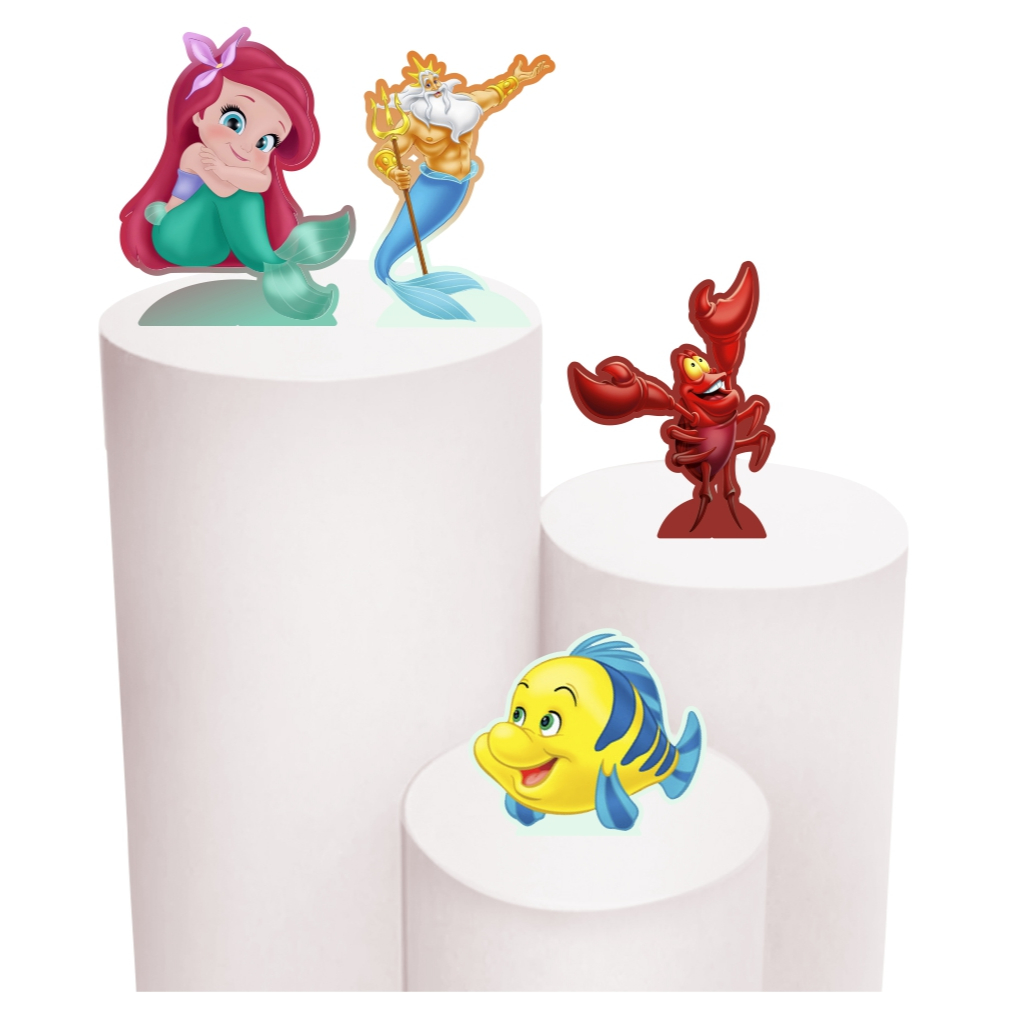 Kit de Display 4 de 20cm Totens para Decoração de Festa Princesa Ariel Cute  em MDF Cortado a Laser em Oferta na Shopee