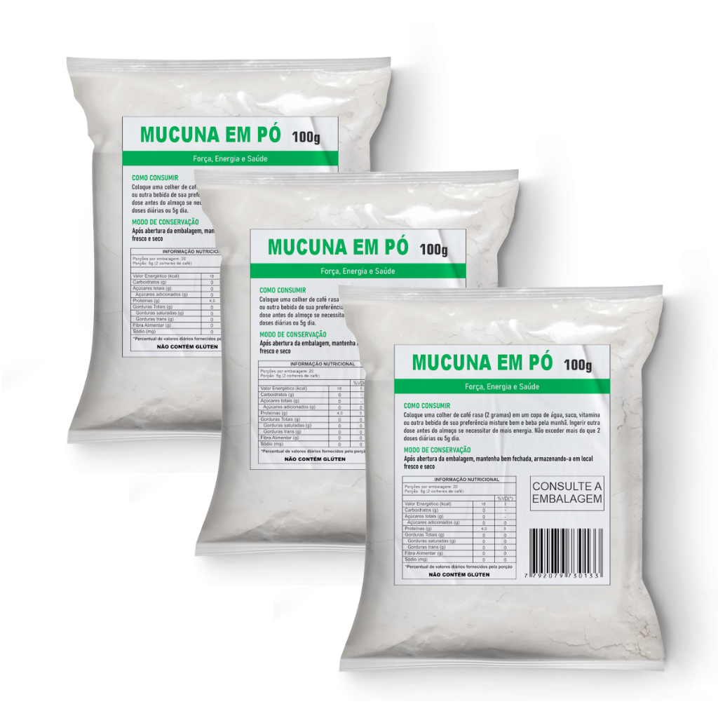Mucuna em pó 100g kit 3 unidades em Oferta na Shopee