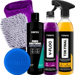 Kit Pneu Pretinho Shampoo V-Floc Cera Tok Final Carnauba Vonixx Líder