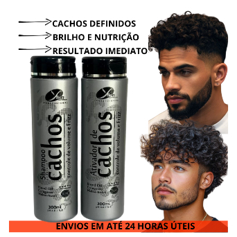 Kit Ativador de Cachos Masculino Brilho Definição Hidratação profunda Antifrizz para Homem 300mL em Oferta na Shopee