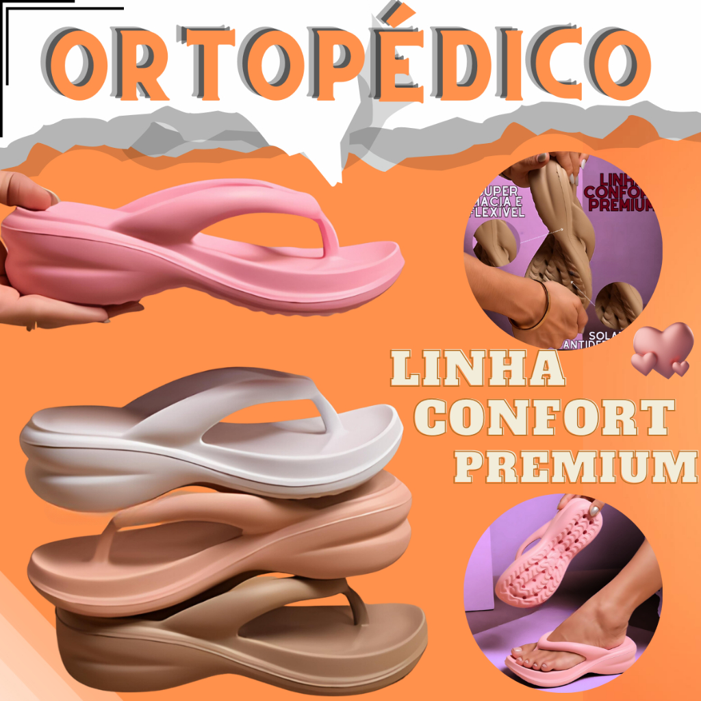 Chinelo Ortopédico Feminino Tamanco Idoso Macio Esporão Massageador Leve Confortável