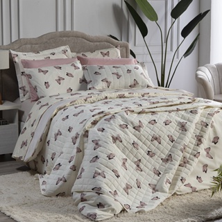 Cobre Leito Borboletas Rosa 3 Peças Queen King Solteiro Casal Matelado Estampado em Oferta na Shopee