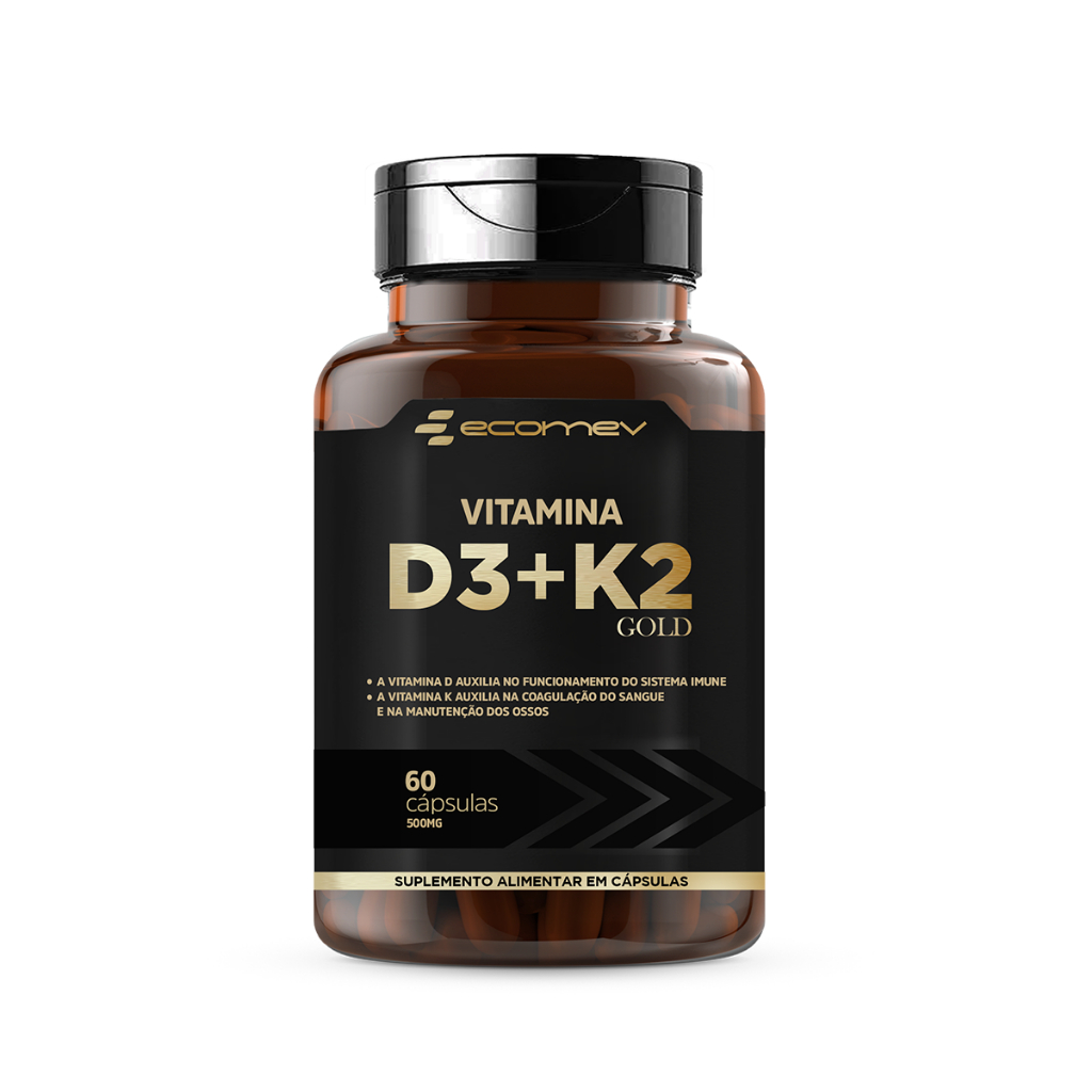 Vitamina D3 2.000UI + K2 Mk-7 149mcg 60 Cáps ( 2 Meses Tratamento) Ecomev