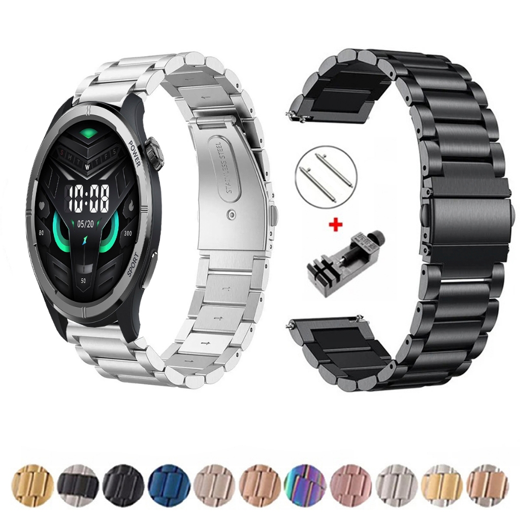 Pulseira de 22mm Metal Elos de aço inox para Haylou Solar NEO de Engate Rapido