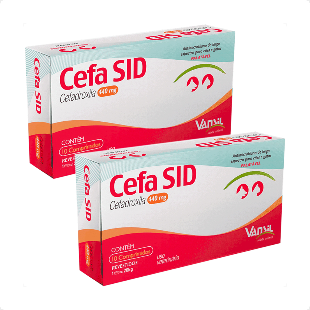 Kit 2 Antimicrobiano Vansil Cefa SID Cefadroxila para Cães e Gatos de 1 a 20 Kg - 440 mg em Oferta na Shopee