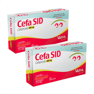 Kit 2 Antimicrobiano Cefa SID 660mg Vansil para Cães e Gatos de 1 a 30 Kg em Oferta na Shopee