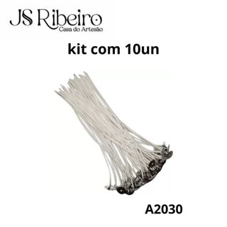 PAVIO PARA VELAS A2030 (10cm) - 100% ALGODÃO E PARAFINADO - 10 UNIDADES em Oferta na Shopee