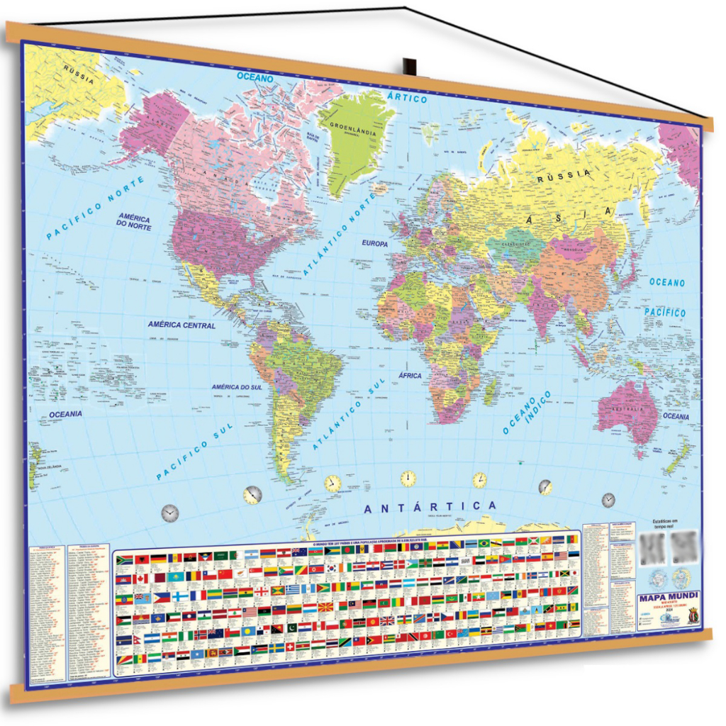 Mapa Mundi Banner Moldura Banner Poster Politico Escolar Planeta Terra em Oferta na Shopee