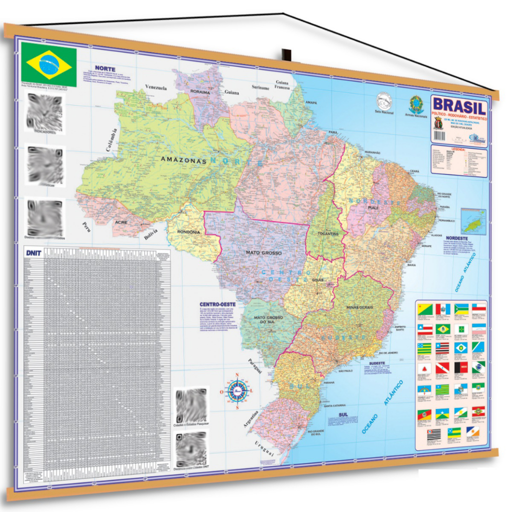 Mapa do Brasil Banner Escolar Rodoviário Estatístico Poster Geografia em Oferta na Shopee