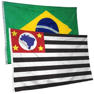 Bandeira De São paulo + Do Brasil 145cm por 90cm Tecido de Poliéster em Oferta na Shopee