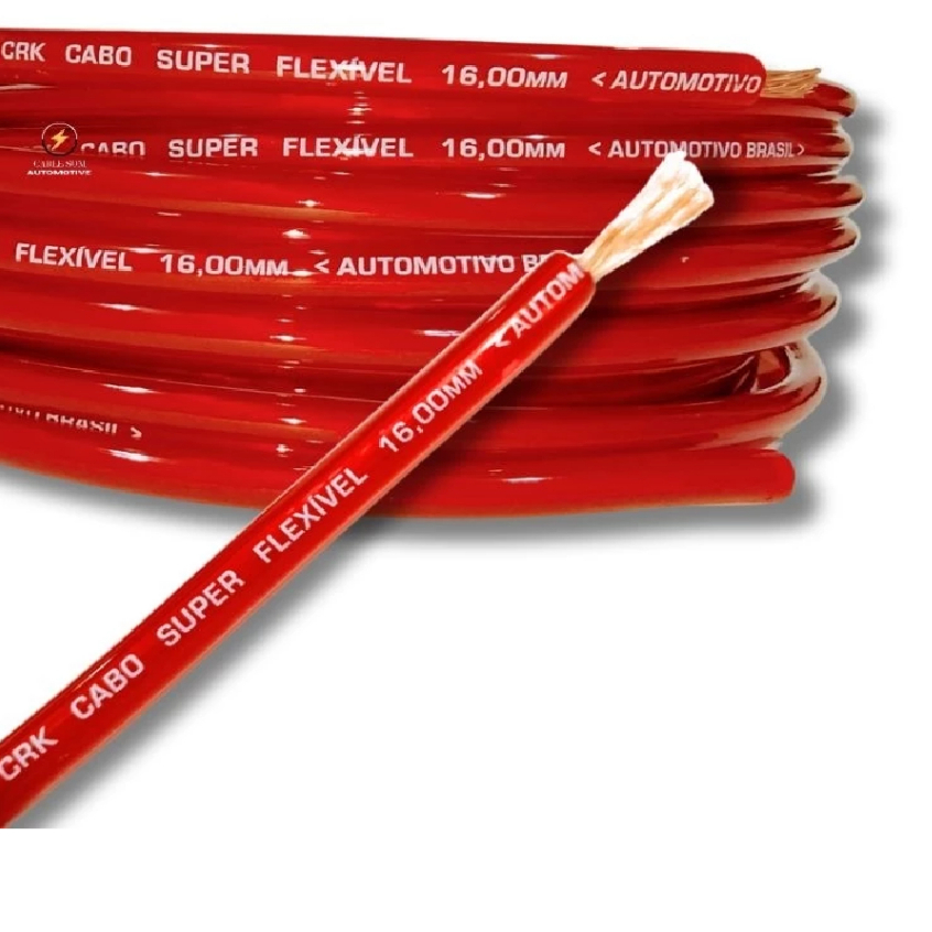 Cabo 16mm Automotivo 5mts Som Amplificador e Fio de bateria.