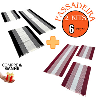 Kit Cozinha Tapete Passadeira 3 Peças Listrado Cores Variadas em Oferta na Shopee