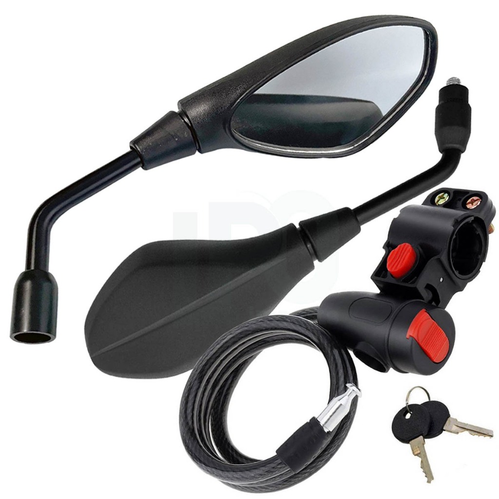 Par De Retrovisor Haster Fixa Longa Espelho F800 + Trava De Segurança Com Suporte Para Moto Bike