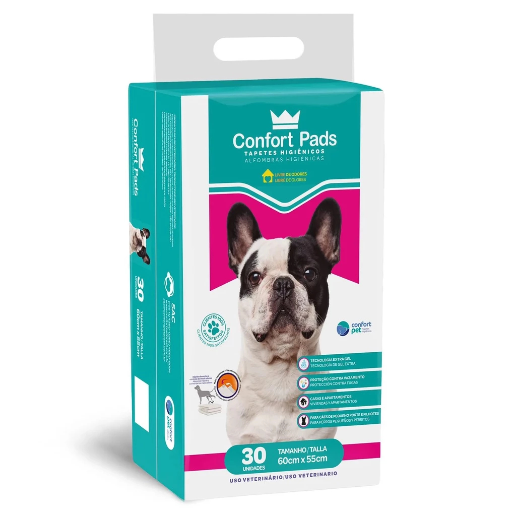 Tapete Higiênico Para Cães Cachorro Confort Pads 30 Unidades