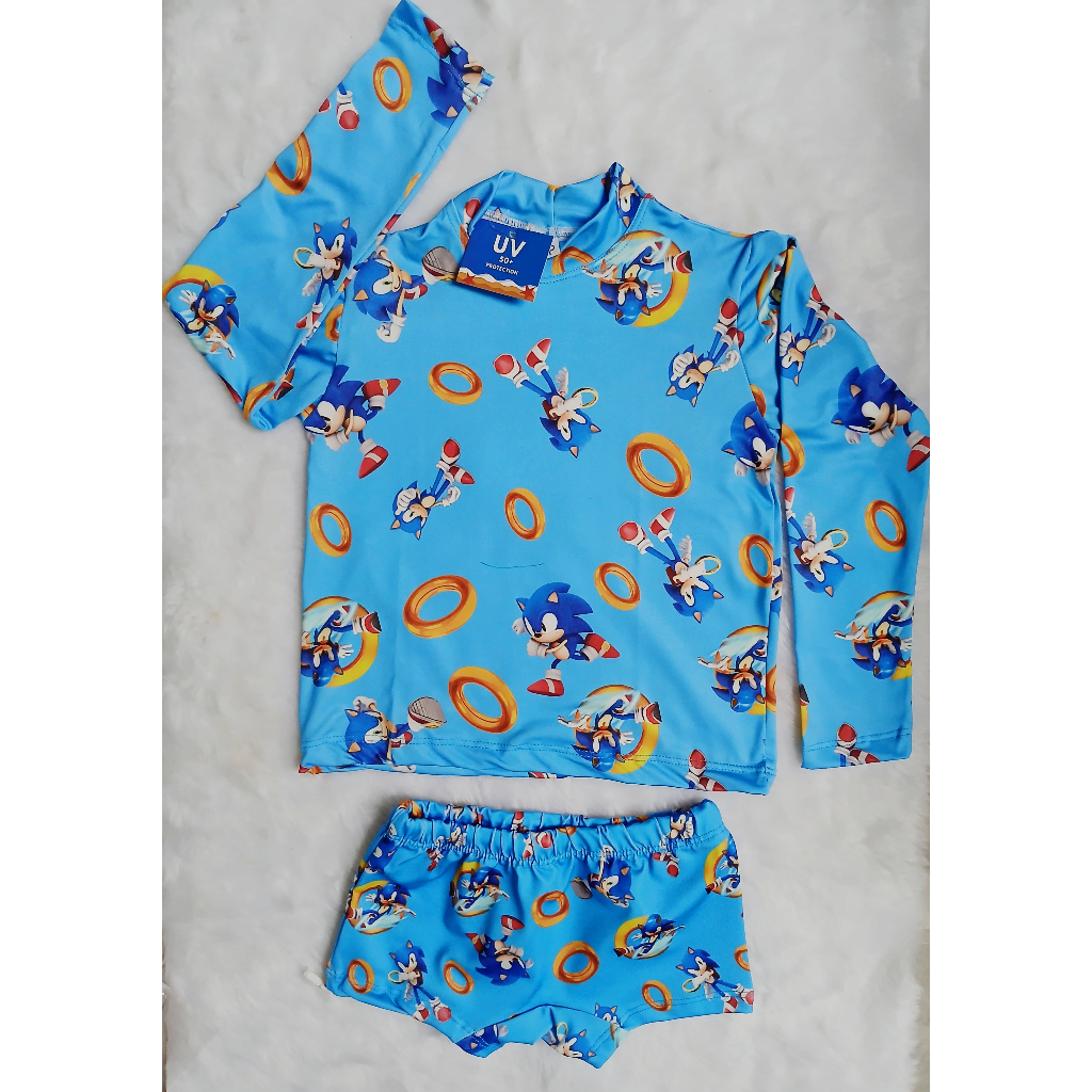 Conjunto de Roupa de banho Infantil menino kit Blusa/Camisa UV Tematicas Moda Praia e Piscina