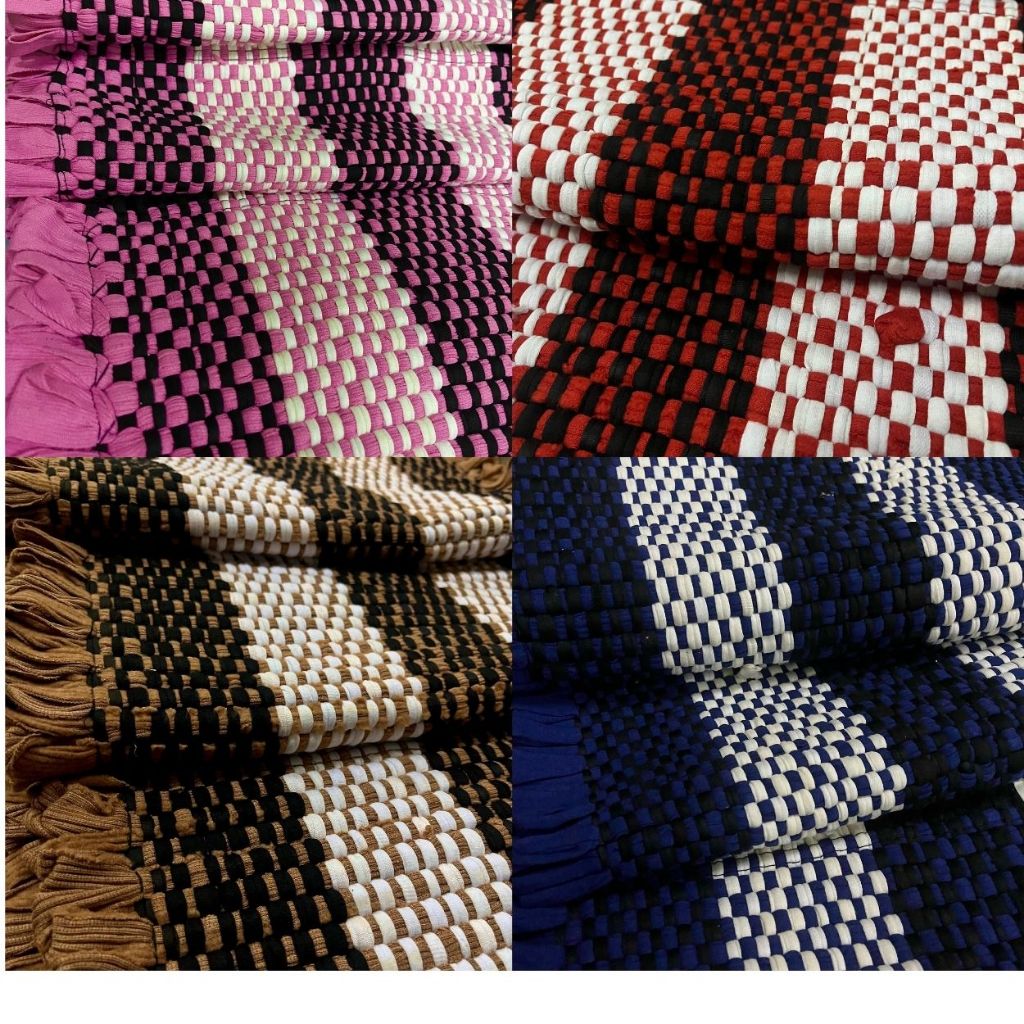 Kit Jogo de tapete de tear 3 Peças, 2 Tapetes + 1 Tapete Passadeira (grosso) premium feito com fio de malha em Oferta na Shopee