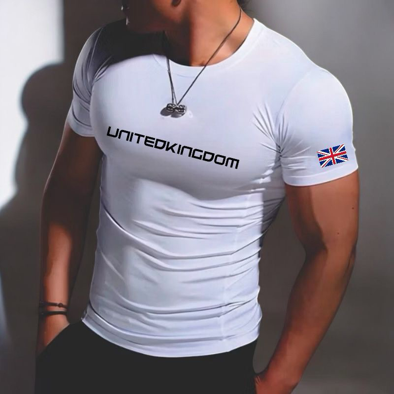 camisa masculina de compressão camiseta UNITEDKINGDOM estilo treino academia corrida esporte fitness promoção