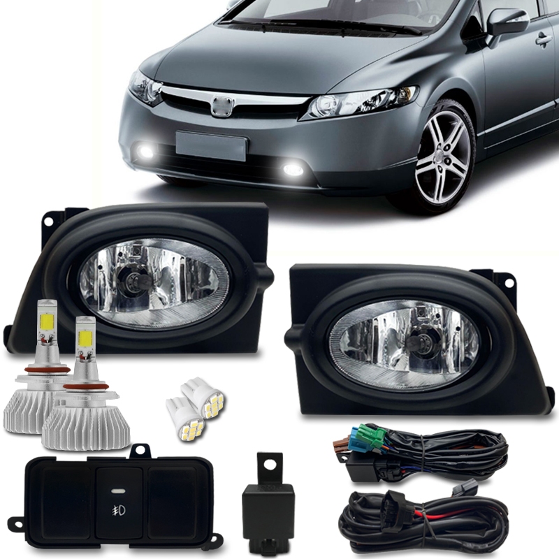 Kit Farol Milha Auxiliar Civic 2008 + Kit Super Led H11 6000k