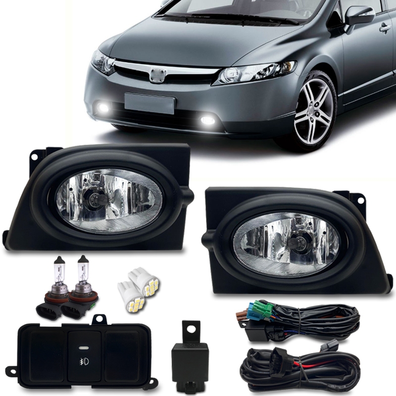 Kit Farol Milha Neblina Civic 2006 2007 2008 Bt Mod Original Com Lampadas