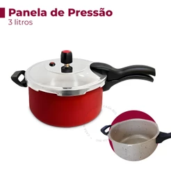 Panela De Pressão 3 Litros Antiaderente c/ Fechamento Externo