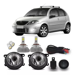 Kit Farol Milha Neblina Auxiliar Citroen C3 2009 2010 2011 2012 2013 + Kit Super Led 6000k