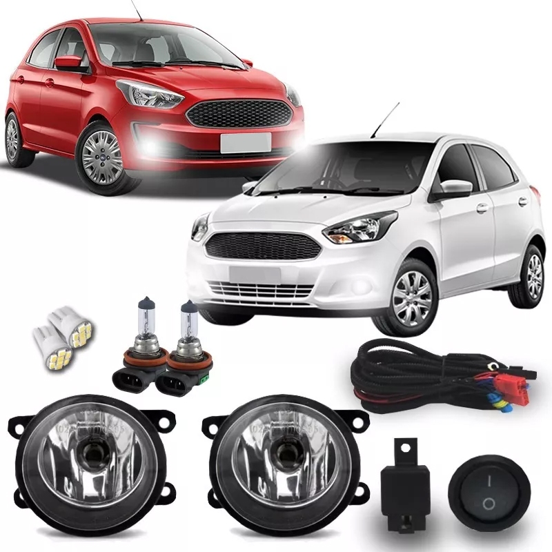 Kit Farol Milha Neblina Auxiliar Ka 2014 2015 2016 2017 2018 2019 Com Lampadas