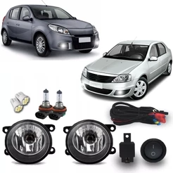 Kit Farol Milha Neblina Logan Sandero 2007 2008 2009 2010 2011 2012 Com Lampadas