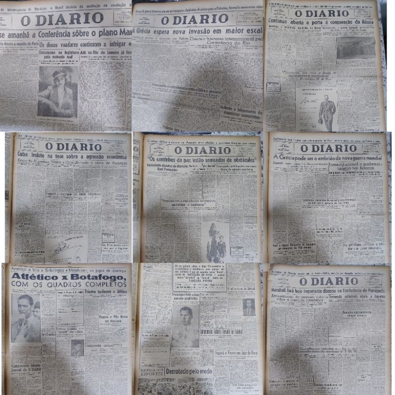 50 jornal o Diário Belo Horizonte MG 1947 antigo raridade folha são Paulo globo manchete