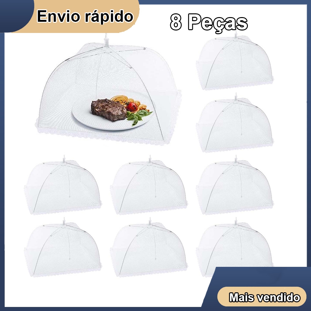 8 peças Tampa dobrável de malha para alimentos Tenda para pratos Rede para alimentos Mesa de jantar Malha