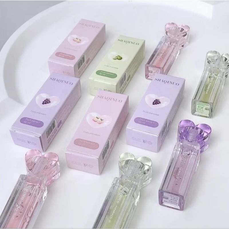 Shaqinuo Brilho labial de uva e pêssego limao fofo make gloss labial, hidratante make feminin