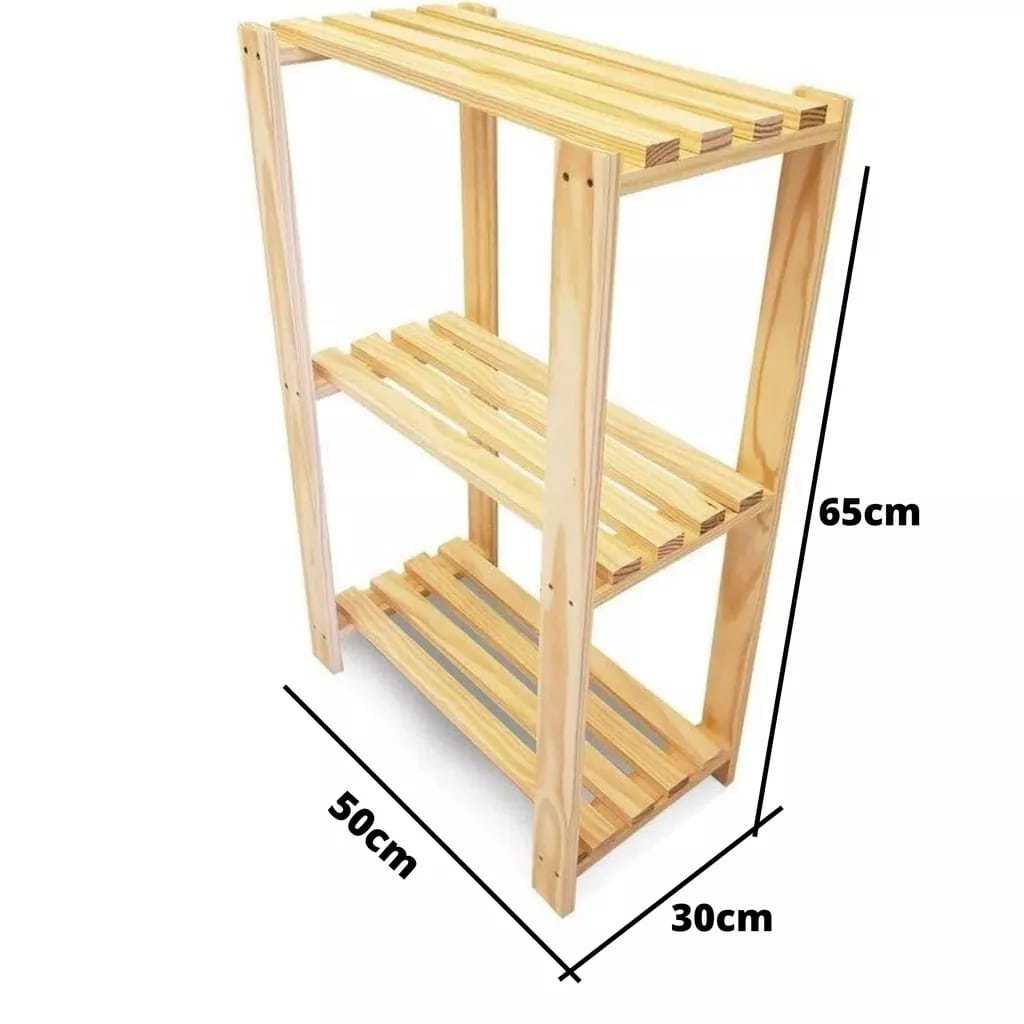 Estante Multiuso Madeira Rack Móvel ( 3 PRATEIRAS )65X50X30 cm,Sapateira