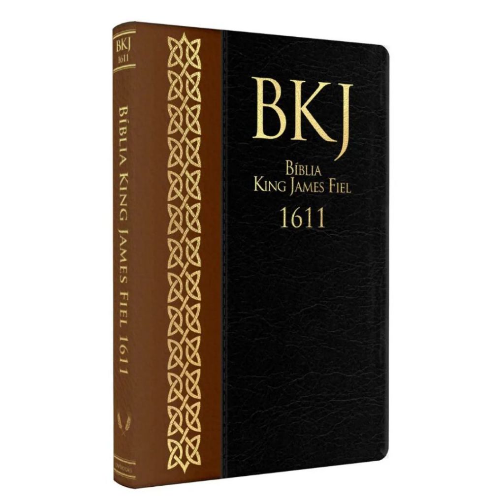 Biblia Ultrafina Marrom e Preto Duotone Luxo King James 1611 em Oferta na Shopee