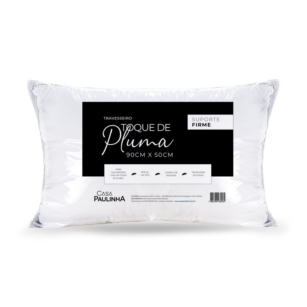 Travesseiro Percal 180 Fios Firme Toque De Pluma 90cm x 50cm