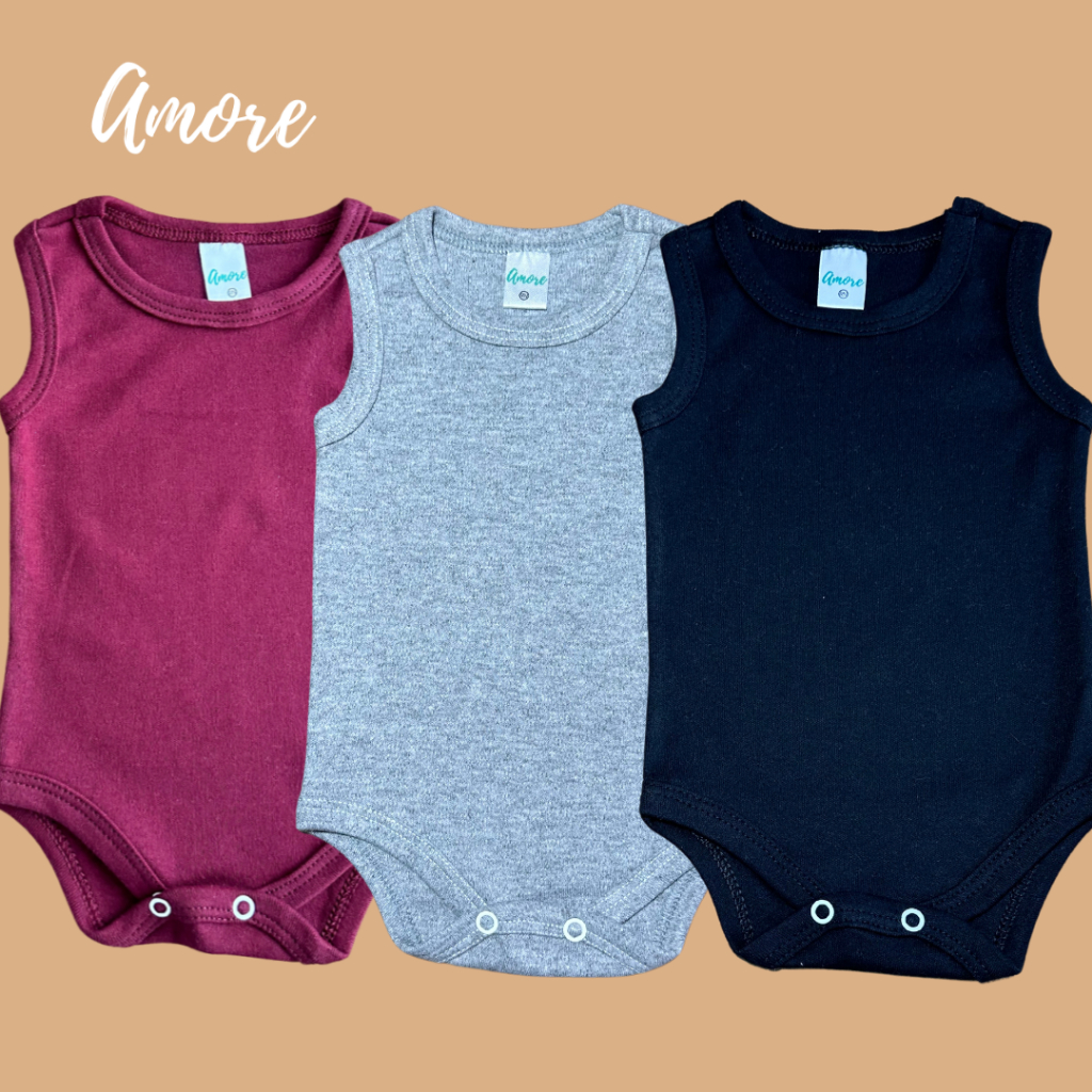 Roupa de Bebê Body Regata Suedine - 100% Algodão