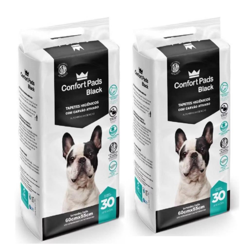 Kit Com 2 Pacotes De Tapete Higienico Para Pets Confort Pads black 60x55cm 60 Unidades em Oferta na Shopee