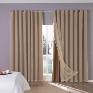 Cortina Tecido Blackout com Voil para Sala e Quarto 8.00m larg x 2.70m alt. Alto Padrão em Oferta na Shopee