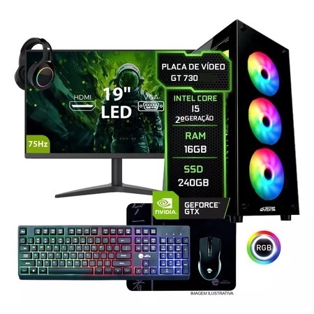 Pc Gamer Completo I5 16gb, Ssd 120gb, Placa Vídeo 2gb