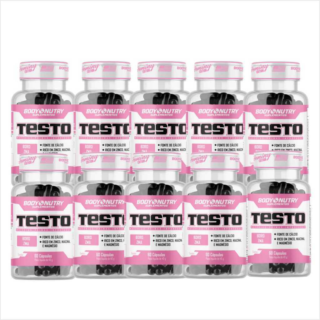 10x Testo Feminy - 600 Cápsulas - Body Nutry (ZMA + Boro + Acído Malico)