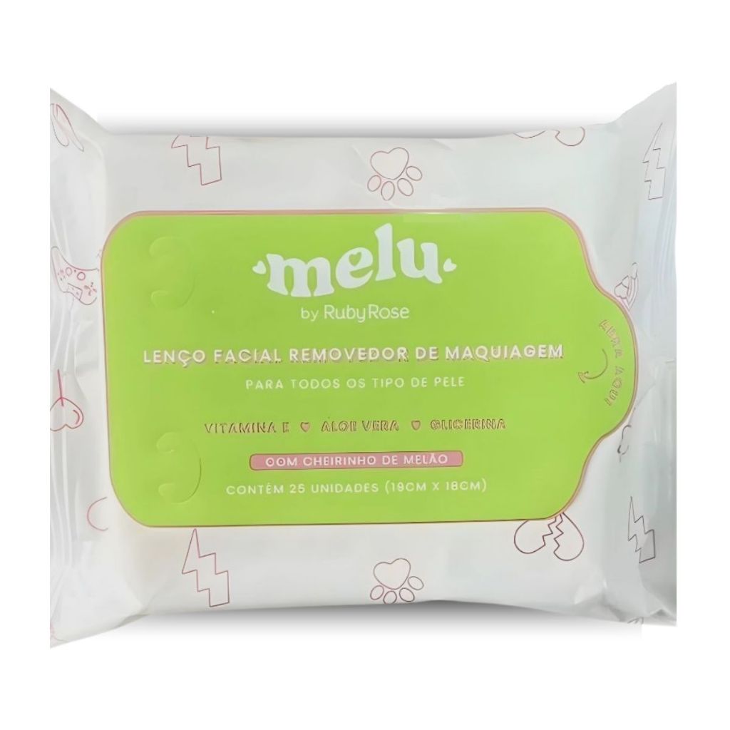Lenço Demaquilante Facial Removedor De Maquiagem Melu By Ruby Rose
