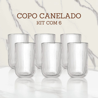Jogo De Copos 6 Peças De Vidro Cameratta Canelado 420ml Suco Agua