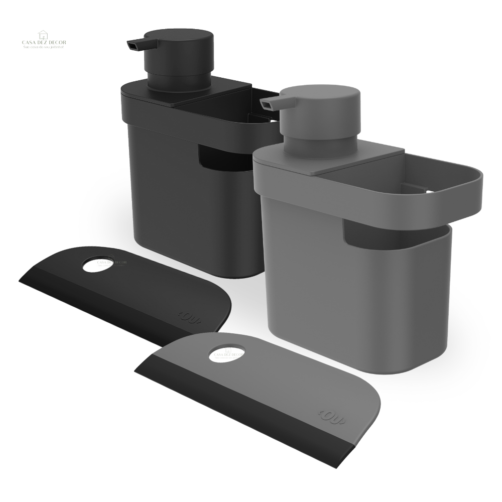 Organizador Dispenser Porta Detergente E Esponja + Rodinho Rodo De Pia de Silicone OU Trium 650ml em Oferta na Shopee