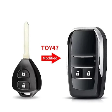 Chave Canivete Toyota Corolla Hilux Adaptação 2 Botões Oca Após 2010
