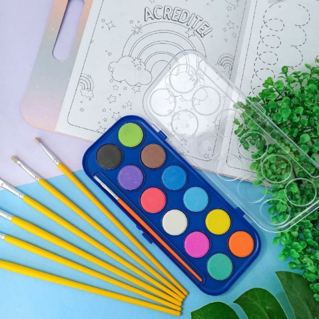 Estojo Tinta Aquarela Diversas Cores Pincel Tinta Atacado Tinta Aquarela Escolar Infantil Papelaria em Oferta na Shopee