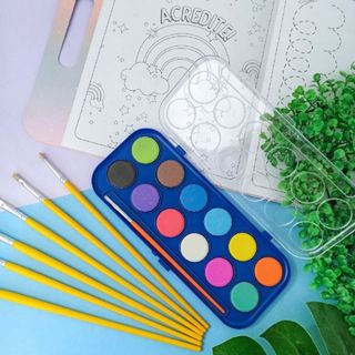 Estojo Tinta Aquarela Diversas Cores Pincel Tinta Atacado Tinta Aquarela Escolar Infantil Papelaria
