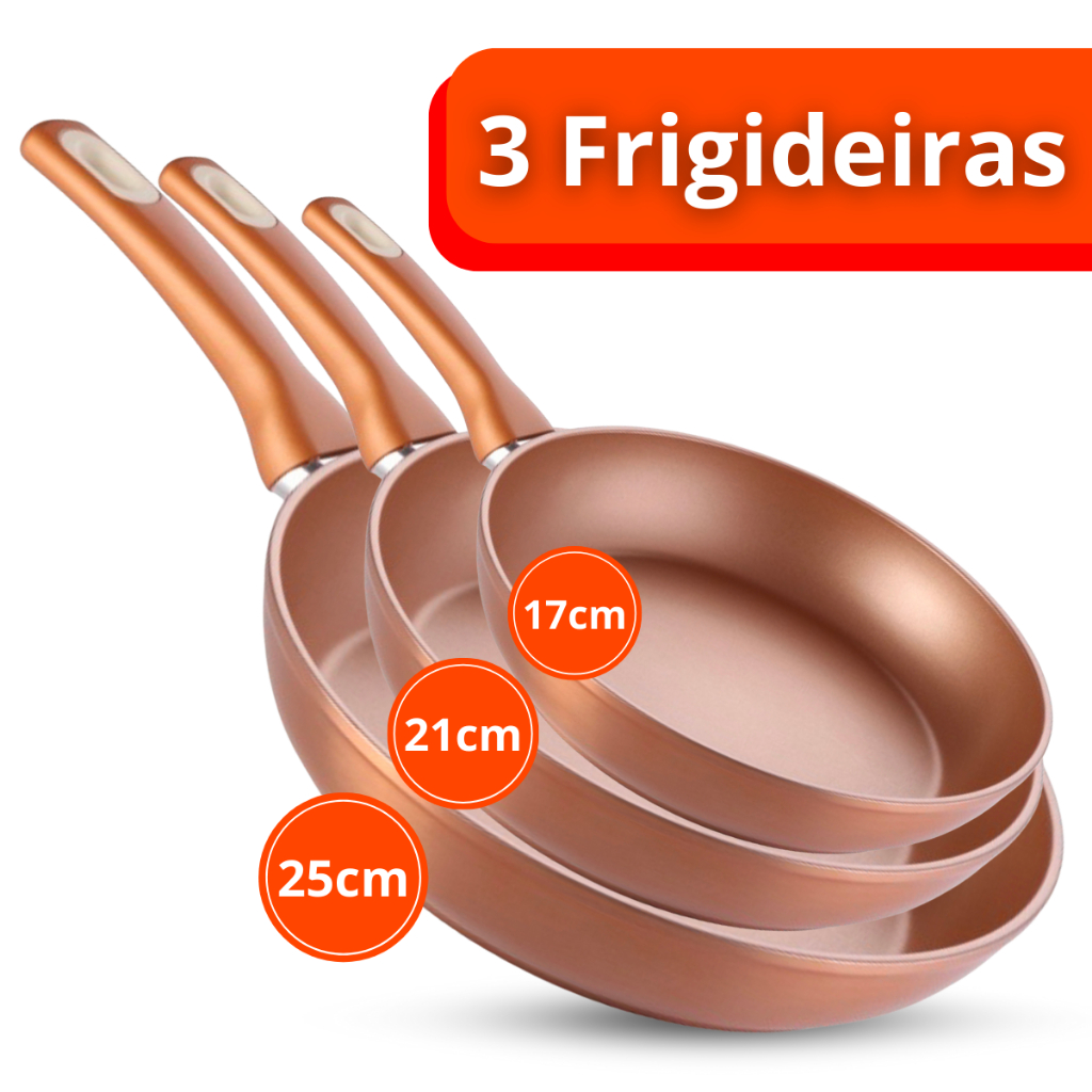 Kit Frigideira Antiaderente Grande Cerâmica Não Gruda Não Vai Óleo Utensilio Domestico Coz...