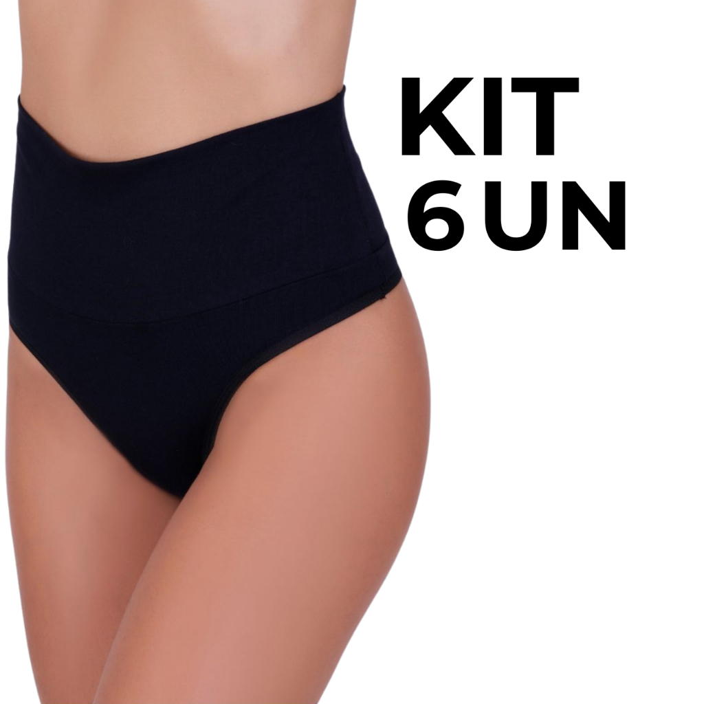Kit 6 Calcinha Algodão Antialérgico Cós Alto Fio Dental Duplo Cintura Alta