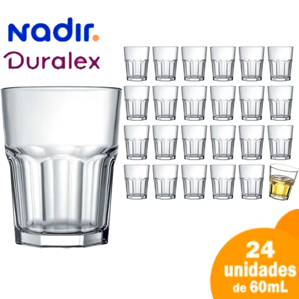Kit Jogo 24 Copos Bristol Dose Shot Pinga Cachaça 60ml Vidro Temperado - Nadir Figueiredo