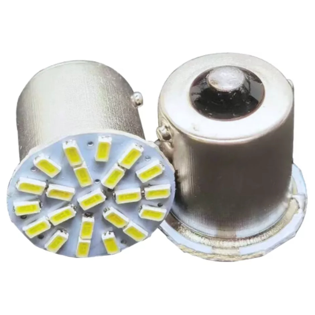 Kit 2 Lampadas 1 Polo LED 22 Leds Branco P/ Seta Carro Caminhao Onibus 12v