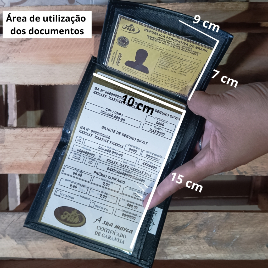 Porta Documento Carteira Moto Carro e Habilitação Compacta Com Porta Cartão - Envio Imediato