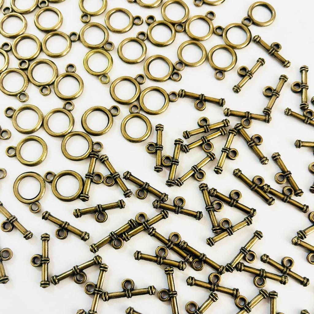 Conjunto de fechos T para Terços adornos e acessorios - Prateado Ouro Velho ou Dourado